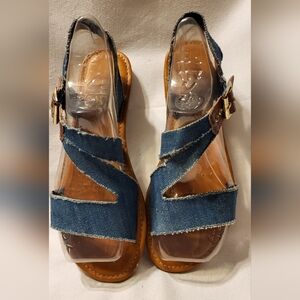 Rouge Helium blue jean sandals size 8